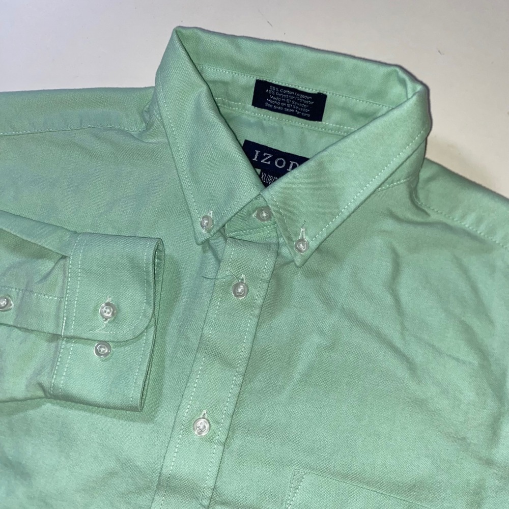 IZOD Mens Mint Green Long Sleeve Button Down Oxford Shirt Size XL 18/20 M223